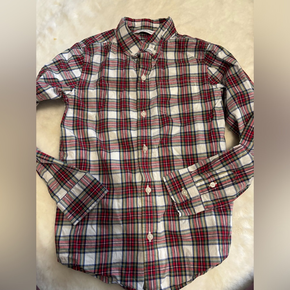 Janie and Jack tartan holiday button down. Size 7